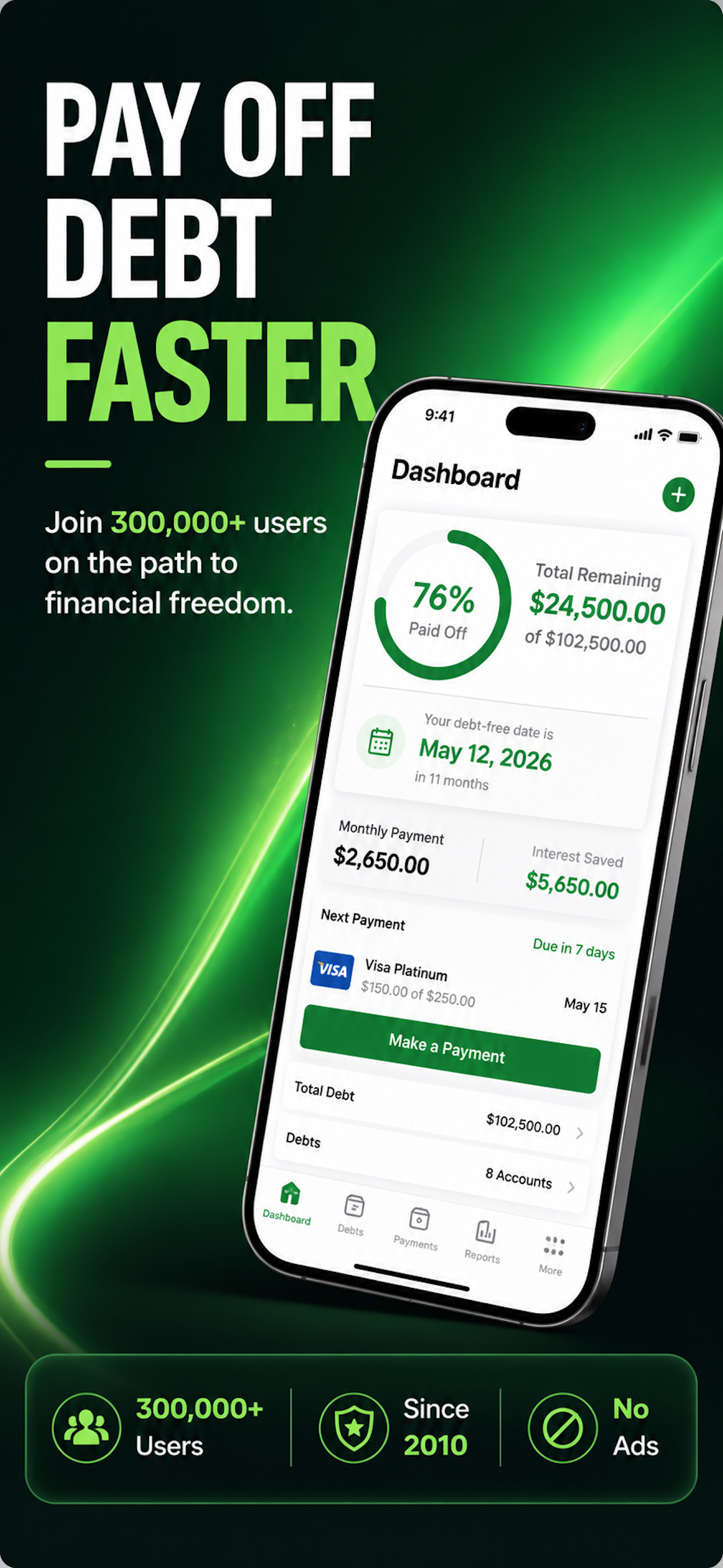 Debt Free App Store screenshot placeholder